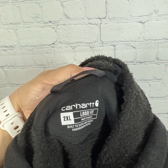 Carhartt Hoodie Black Sweatshirt Men 2XL Pullover Workwear Gorpcore Heavyweight - Picture 15 of 15